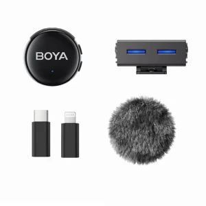 میکروفون یقه ای بی سیم تک کاربره بویا مدل BOYALINK 3 04 رابط Type-C و Lightning و جک 3.5 میلی متری